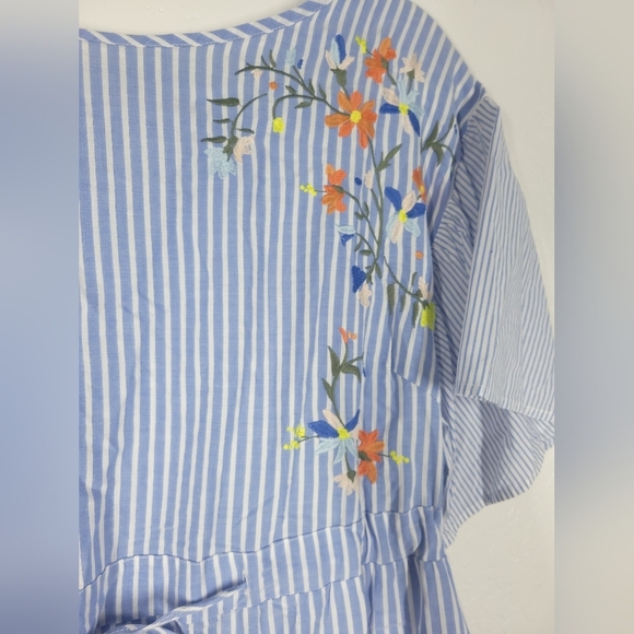 Ava & Viv Striped Embroidered Dress in BLUE STRIPE 14 - Picture 3 of 8